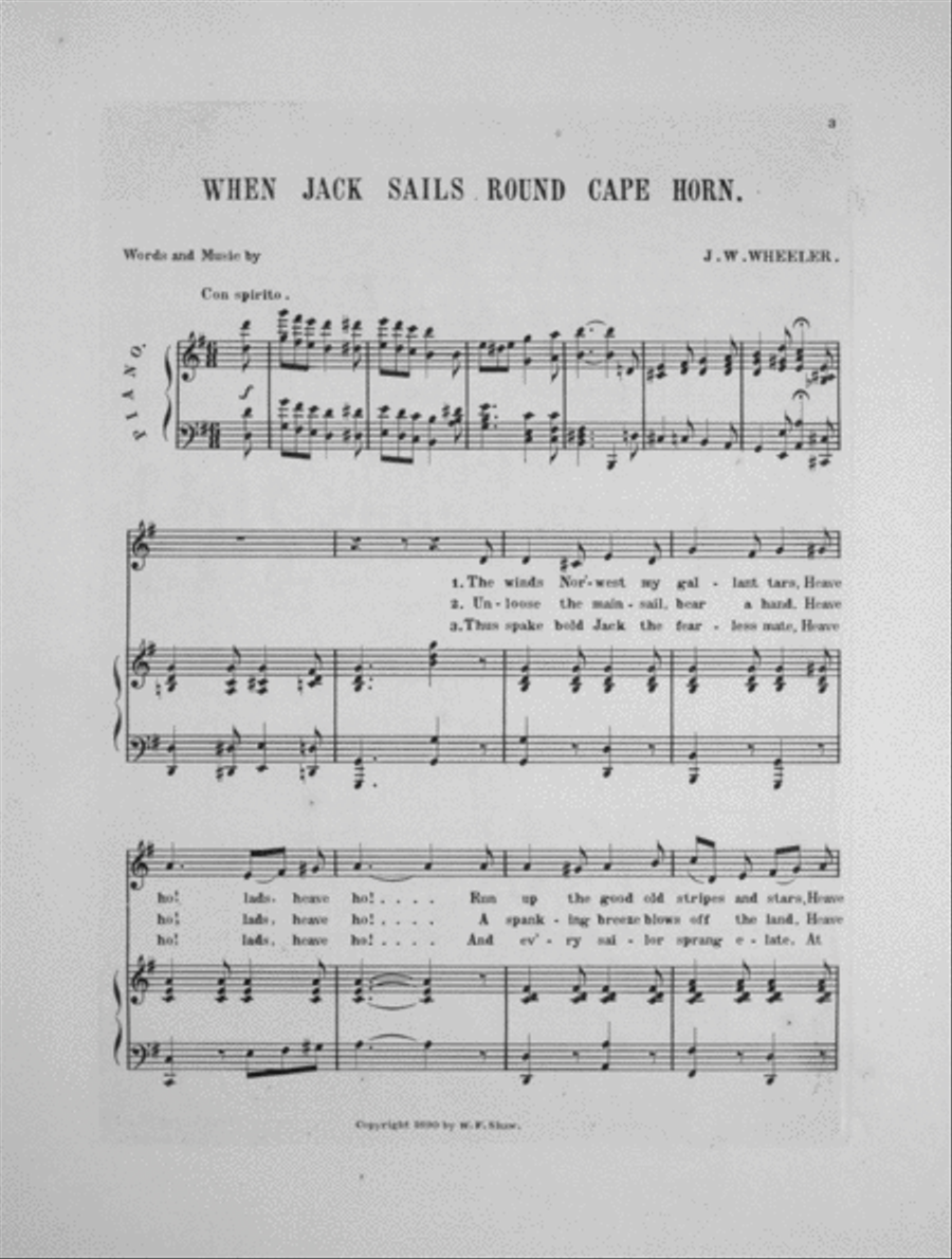 When Jack Sails Round Cape Horn. Song Horn scores gallery preview page 2