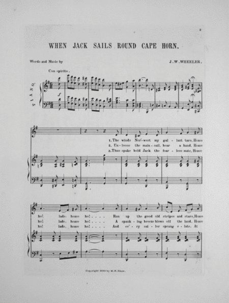 When Jack Sails Round Cape Horn. Song