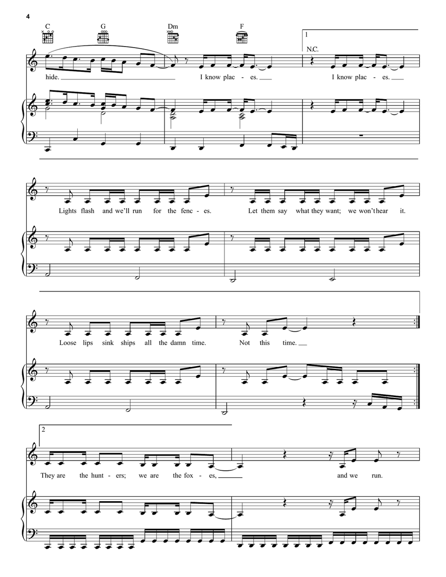 I Know Places by Taylor Swift Acoustic Guitar - Digital Sheet Music page 4