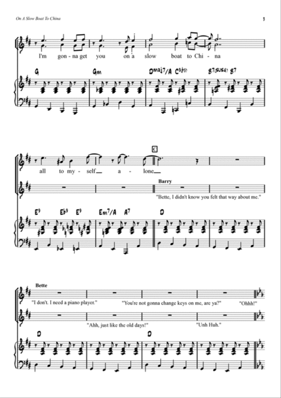 On A Slow Boat To China Tenor Voice scores gallery preview page 3