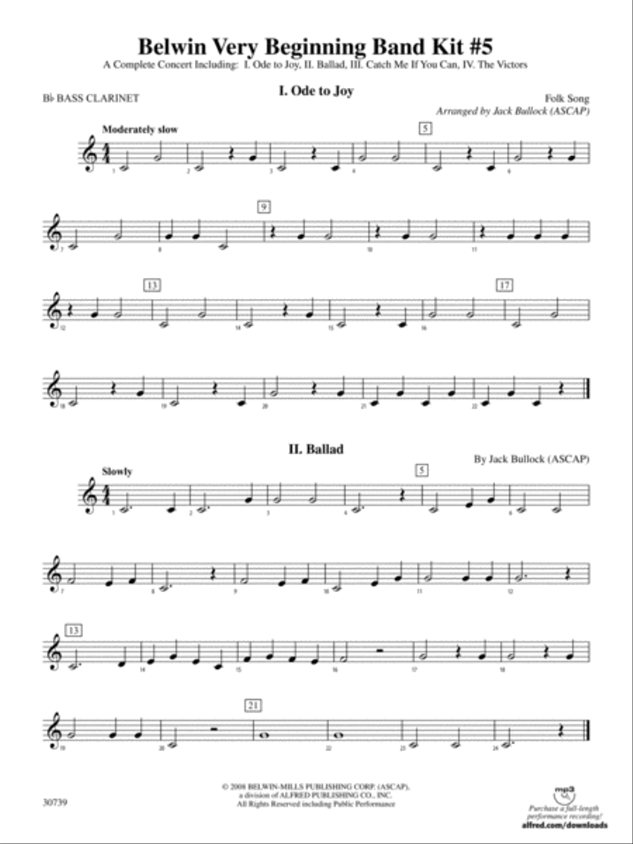 Belwin Very Beginning Band Kit #5: B-flat Bass Clarinet Concert Band scores gallery preview page 1