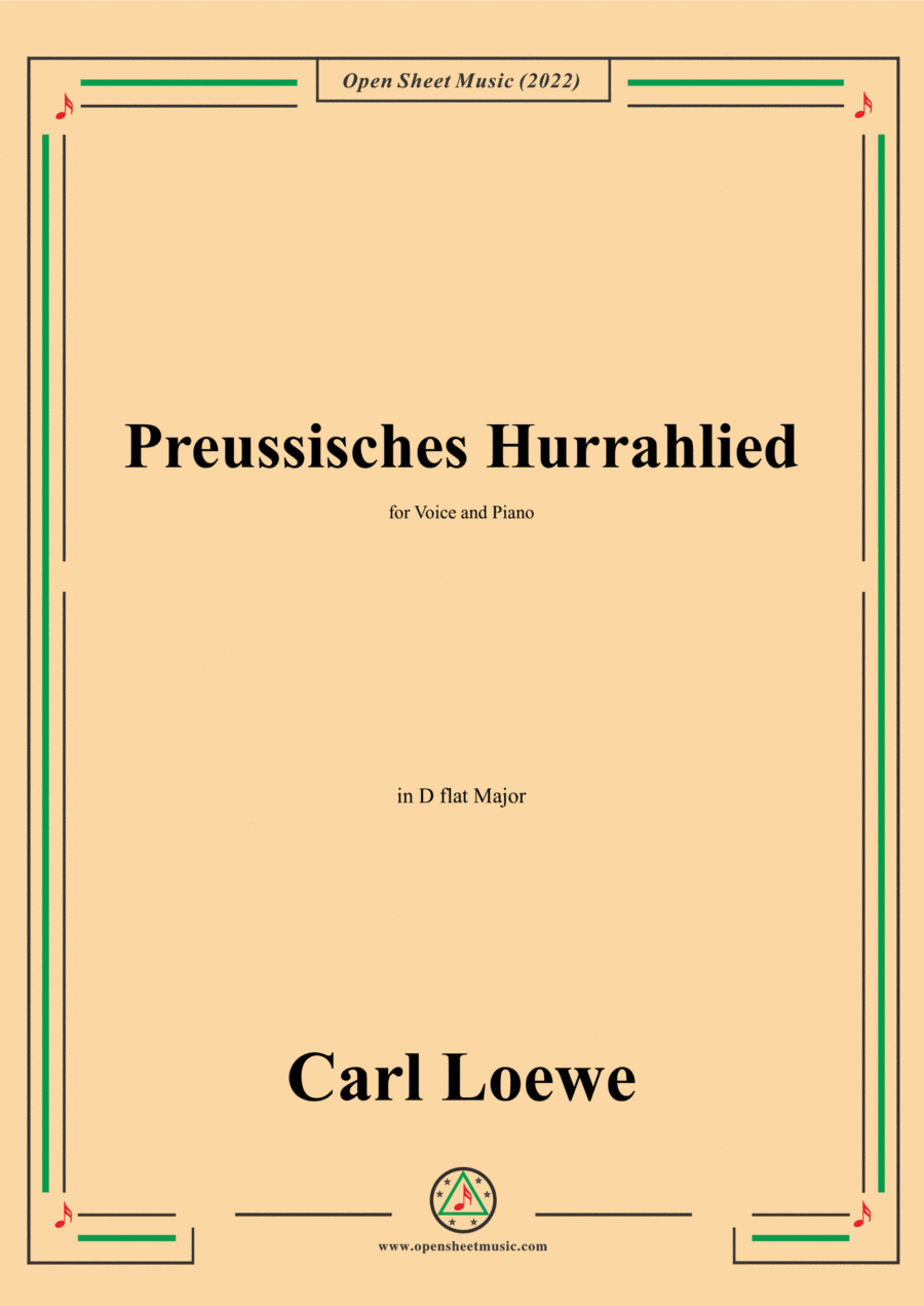 Loewe-Preussisches Hurrahlied,in D flat Major,for Voice and Piano Voice Solo scores gallery preview page 1