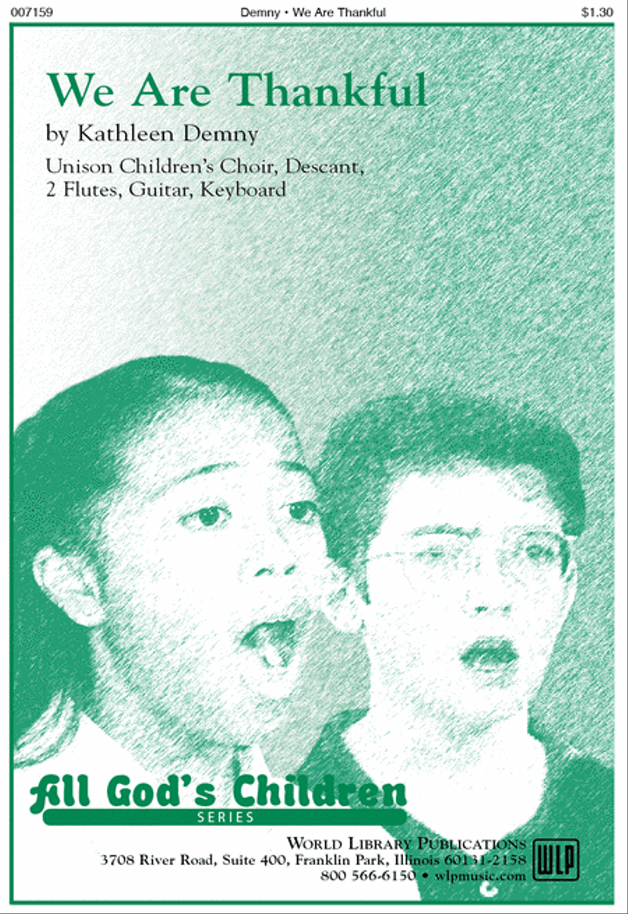 We Are Thankful Unison Choir scores gallery preview page 1