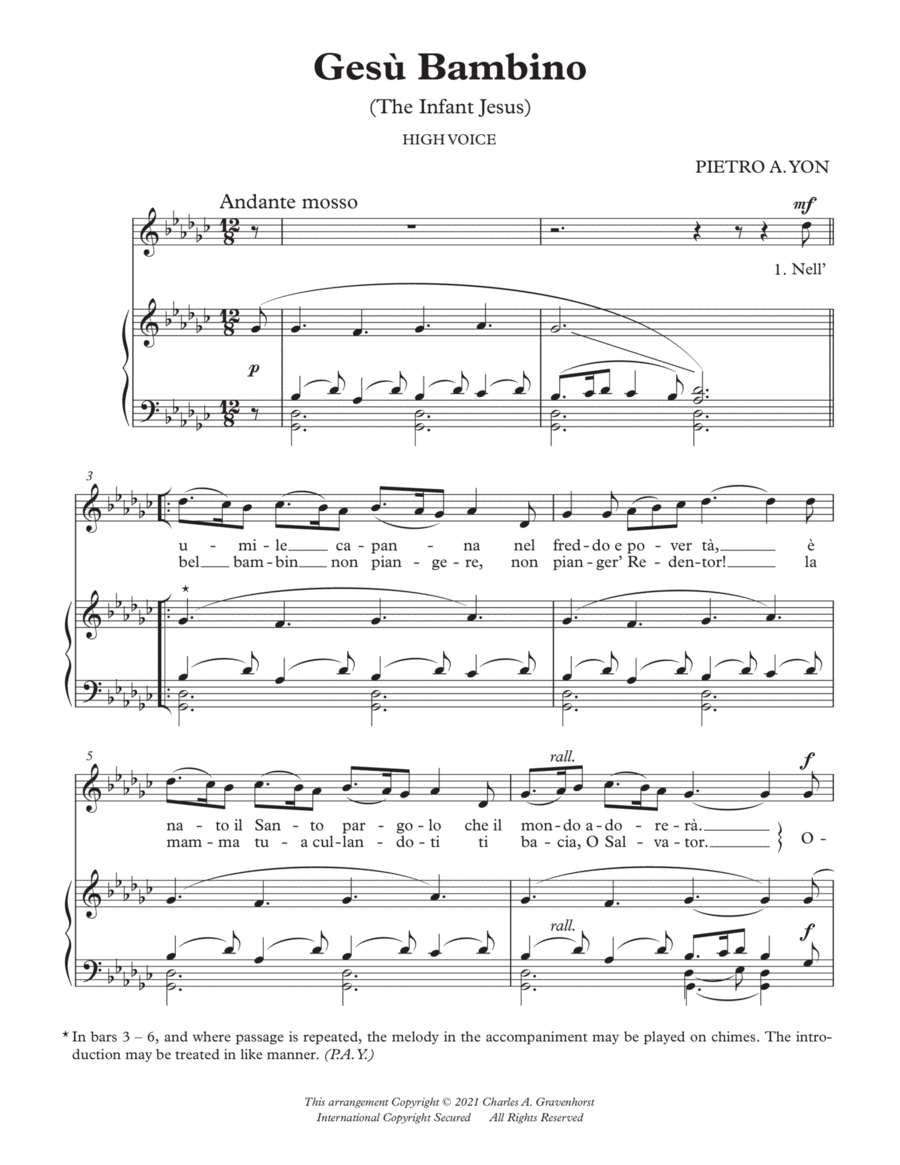 Book cover for Gesu Bambino – High Solo Voice (G-flat) (Gb) & Piano