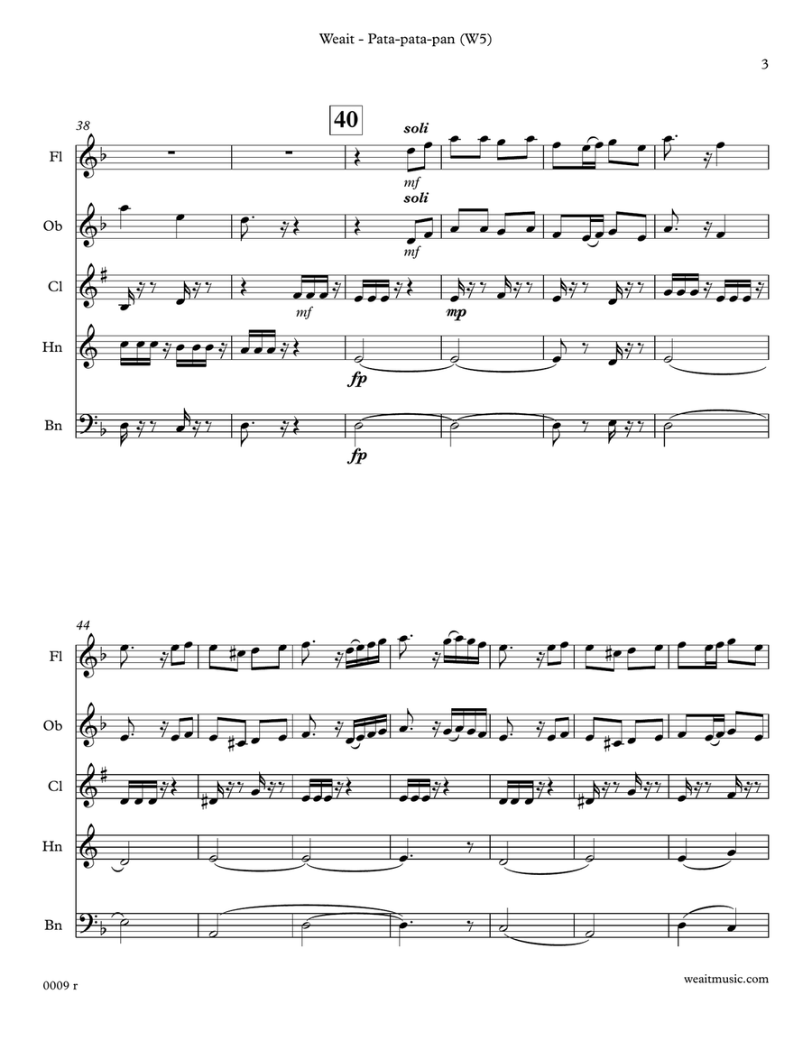 Pata-pata-pan for woodwind quintet (3’12) Woodwind Quintet scores gallery preview page 3