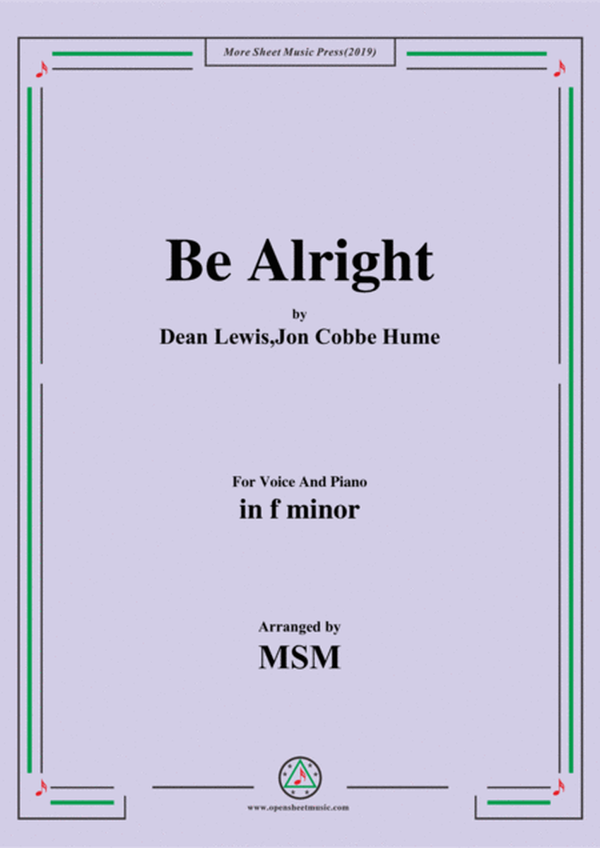 Be Alright,in f minor,for Voice And Piano