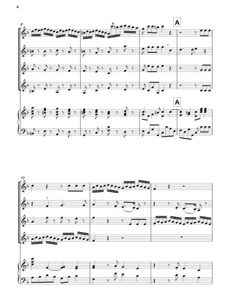 HANDEL Your Voices Raise (from Chandos Anthem No.9) for 4 violins & piano image number null