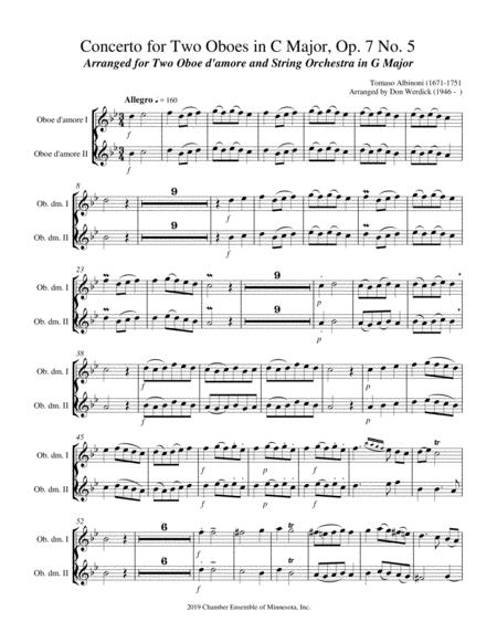 Concerto for Two Oboe d’amore in G Major, Op. 7 No. 5