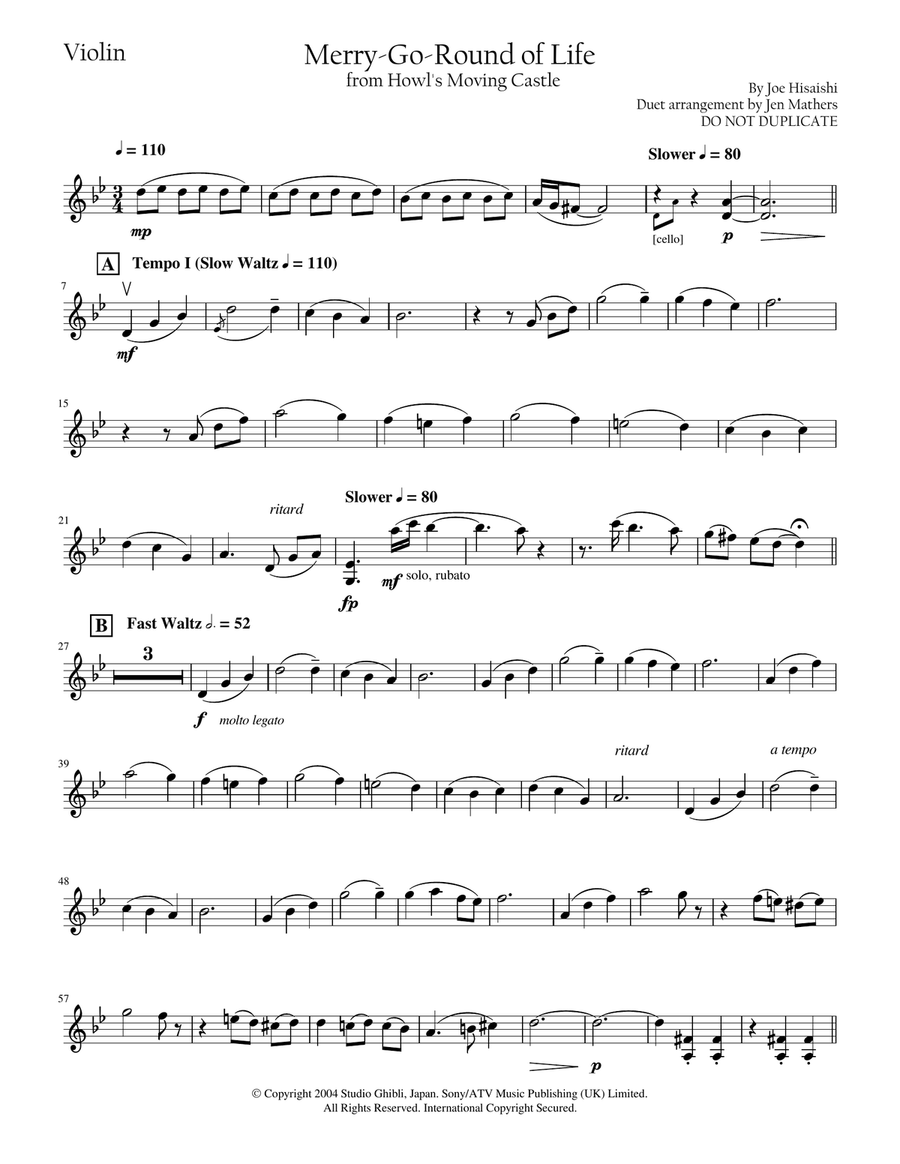 Merry-go-round Of Life String Duet scores gallery preview page 2