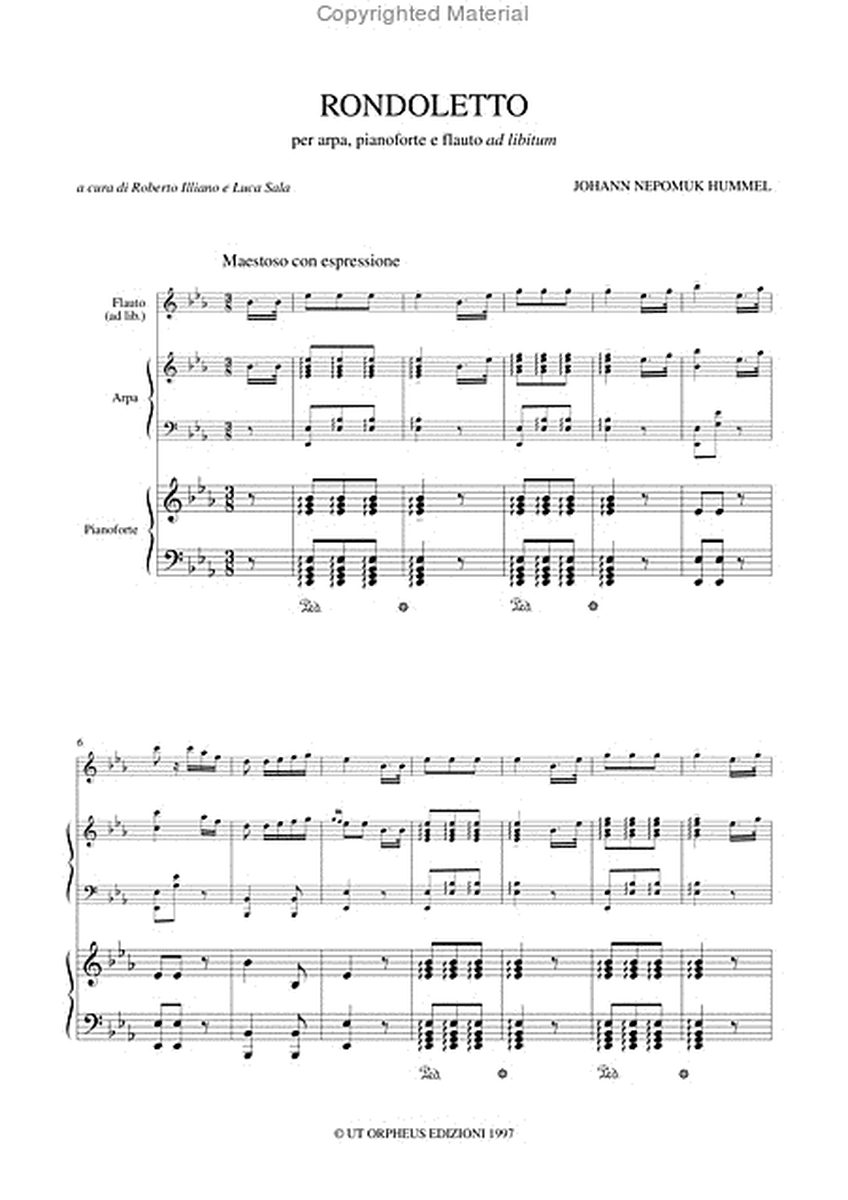 Rondoletto No. 1 for Harp, Piano and Flute ad libitum