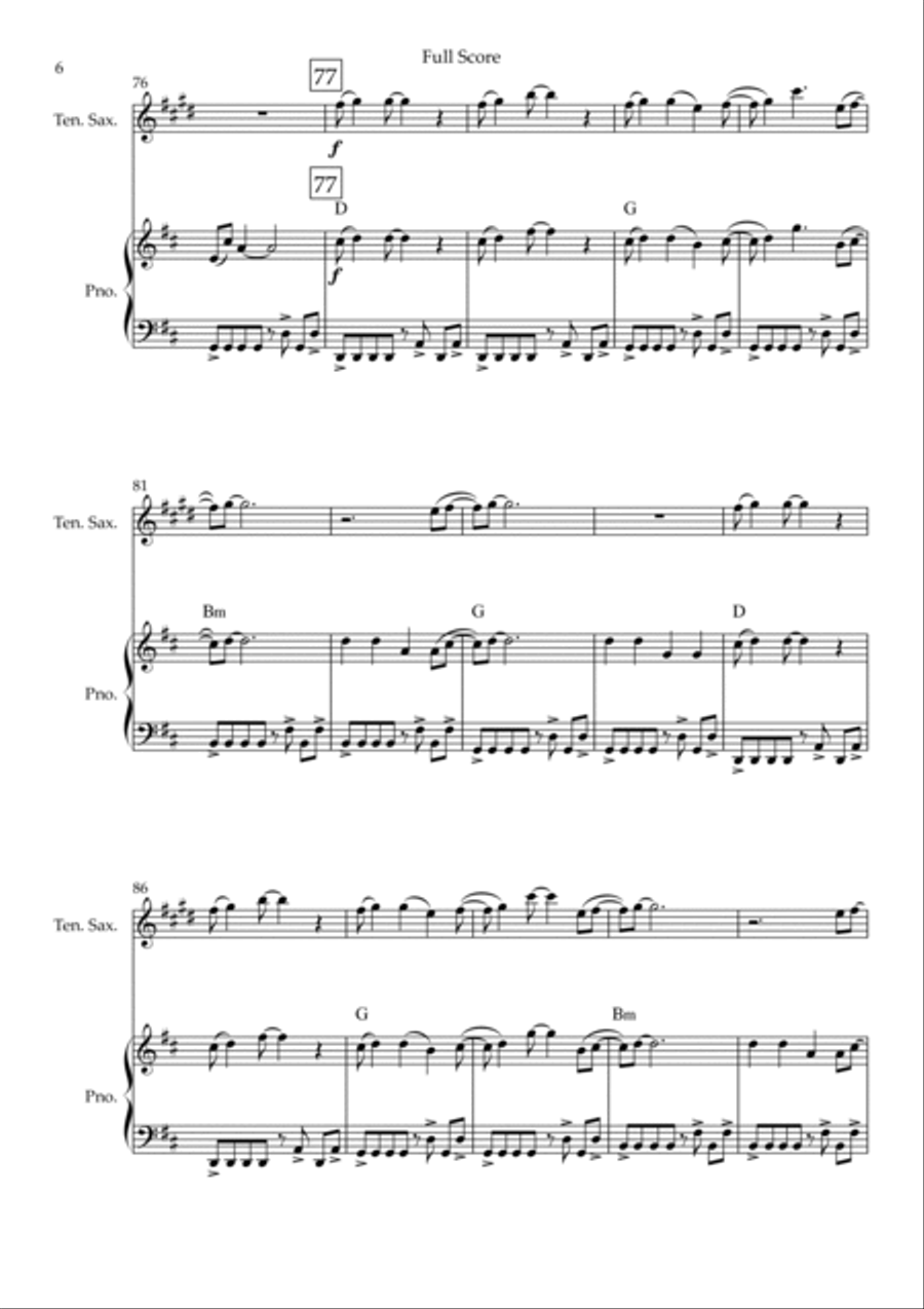 Without You Without You Tenor Saxophone scores gallery preview page 6