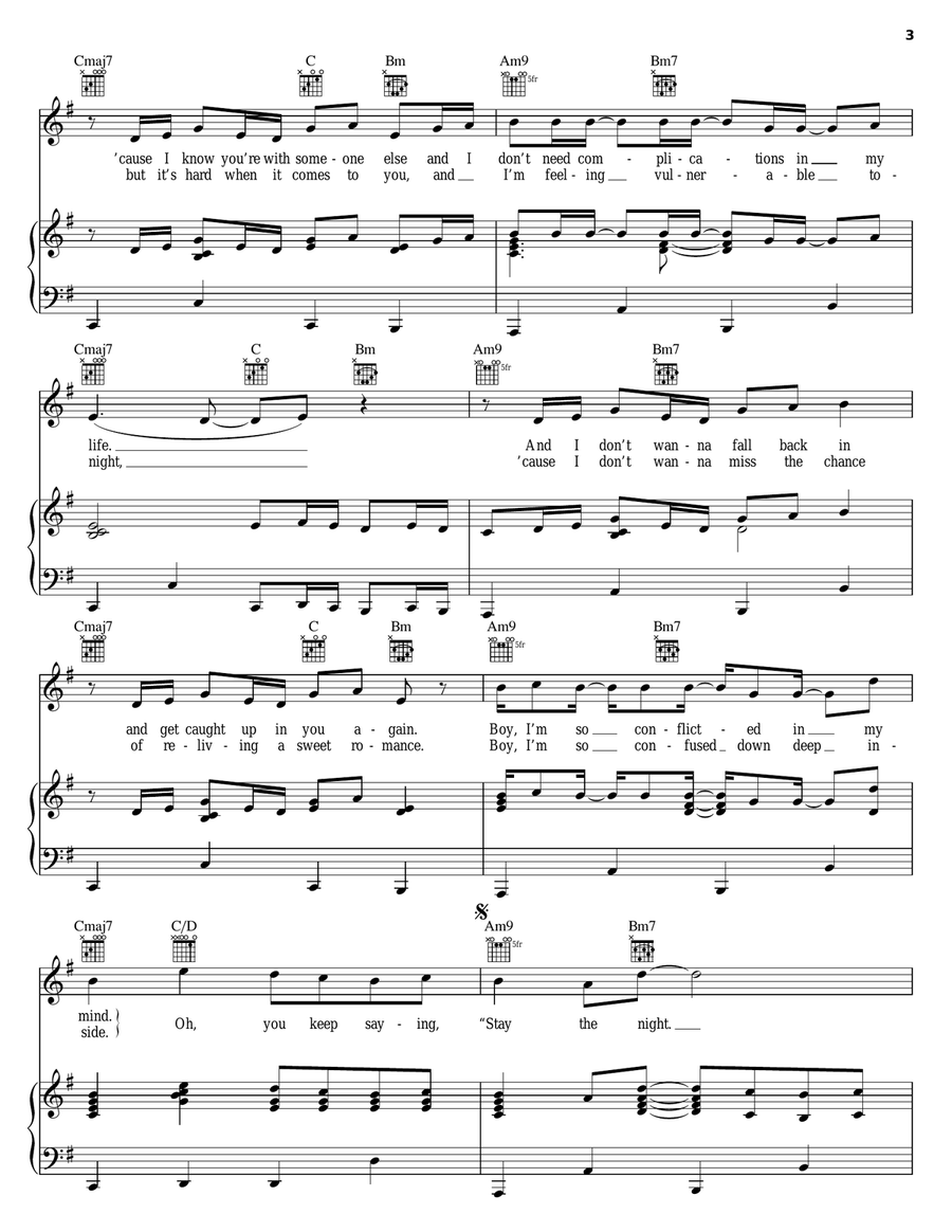 Stay The Night Piano, Vocal, Guitar scores gallery preview page 3