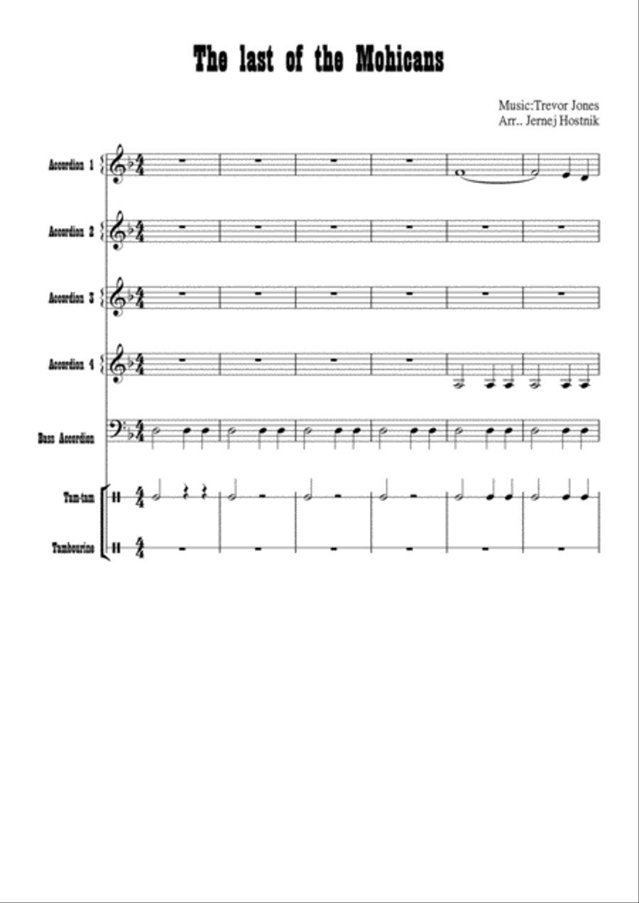 Last Of The Mohicans (main Theme) Large Ensemble scores gallery preview page 2