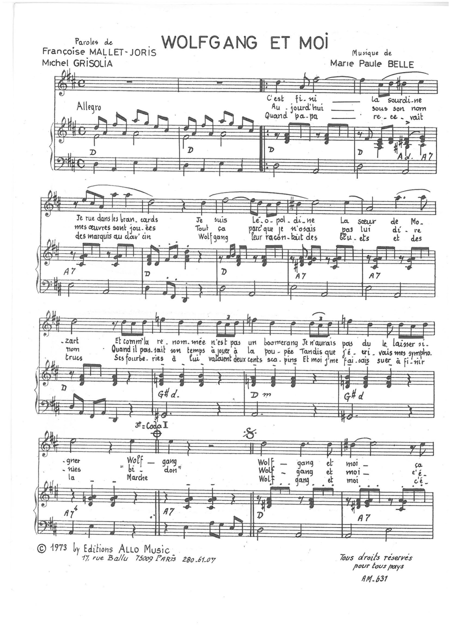 Wolgfang Et Moi Piano, Vocal scores gallery preview page 1