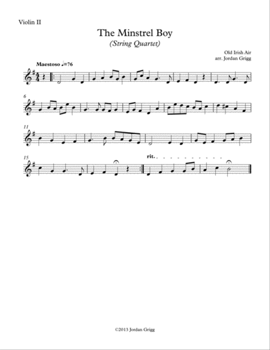 The Minstrel Boy (String Quartet) String Quartet scores gallery preview page 3