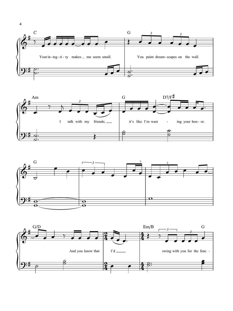 peace by Taylor Swift Easy Piano - Digital Sheet Music page 4