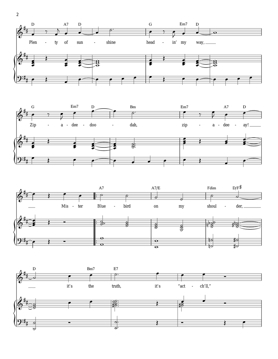 Zip-A-Dee-Doo-Dah (from Song Of The South) Piano, Vocal scores gallery preview page 2