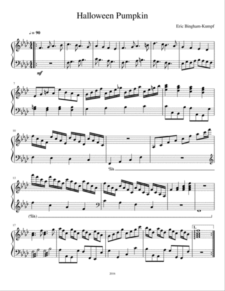 Halloween Pumpkin Halloween Pumpkin Piano Solo scores gallery preview page 1