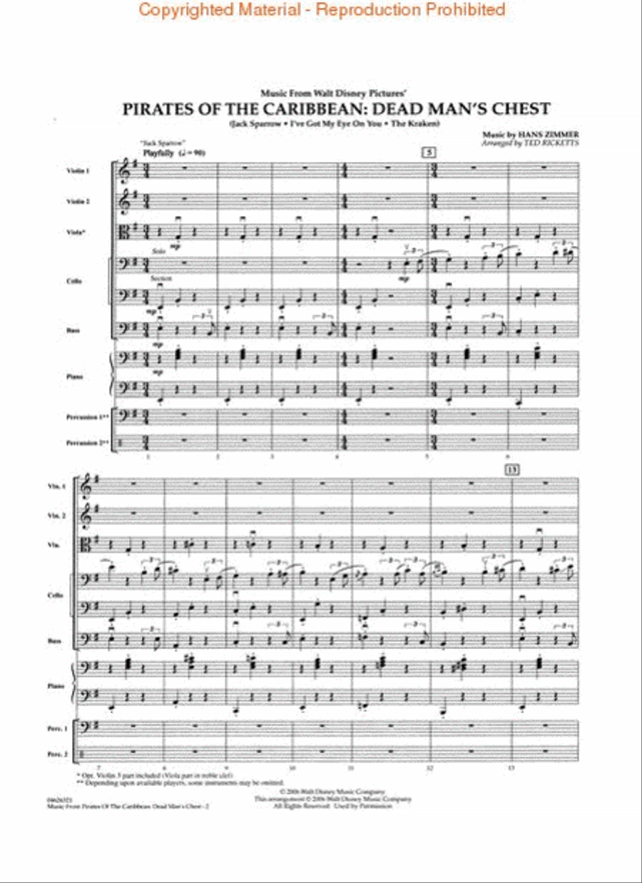Music from Pirates of the Caribbean: Dead Man's Chest String Orchestra scores gallery preview page 2