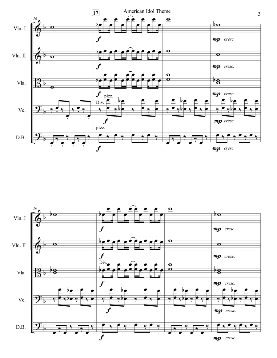 American Idol Theme String Orchestra scores gallery preview page 4