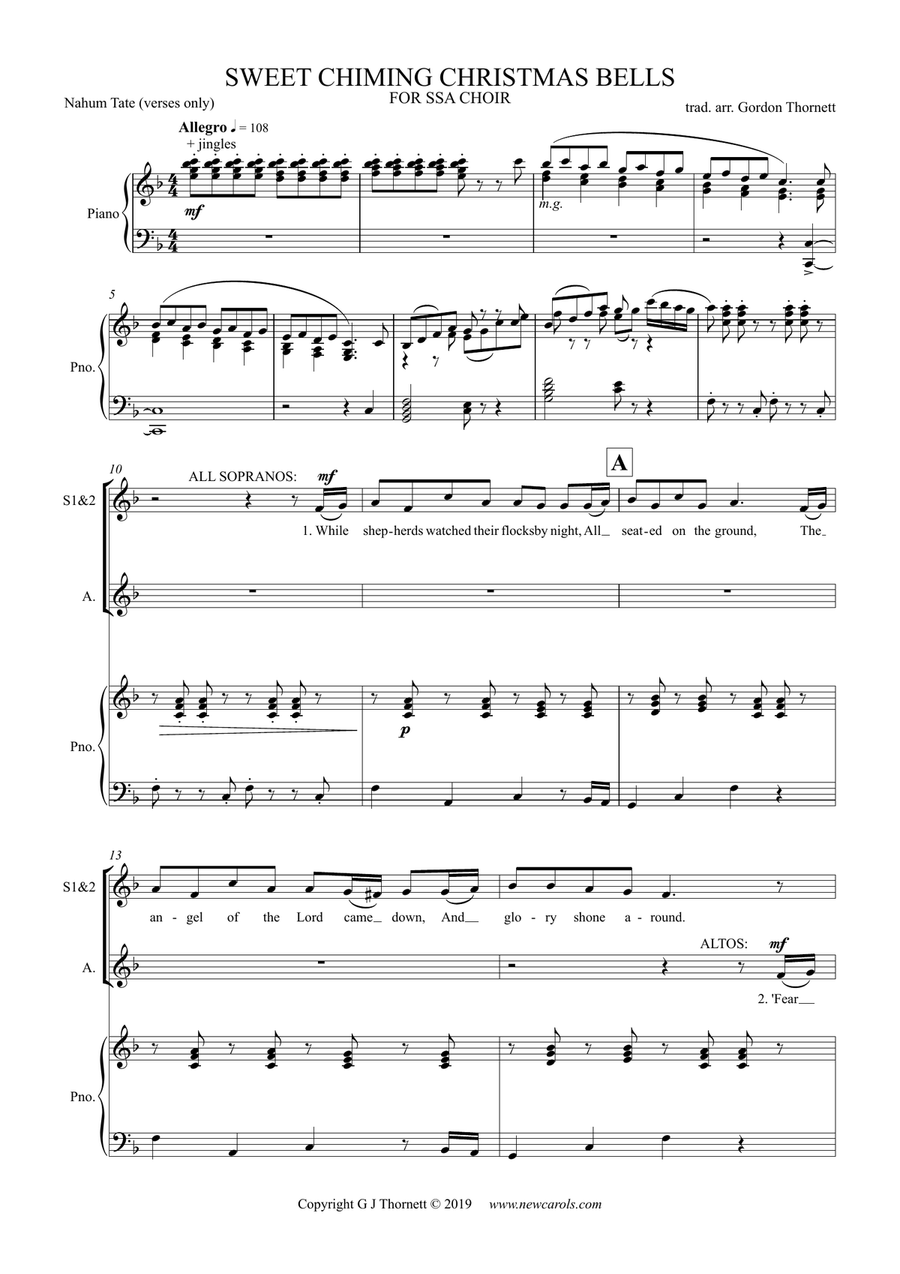Sweet Chiming Christmas Bells SSA scores gallery preview page 1