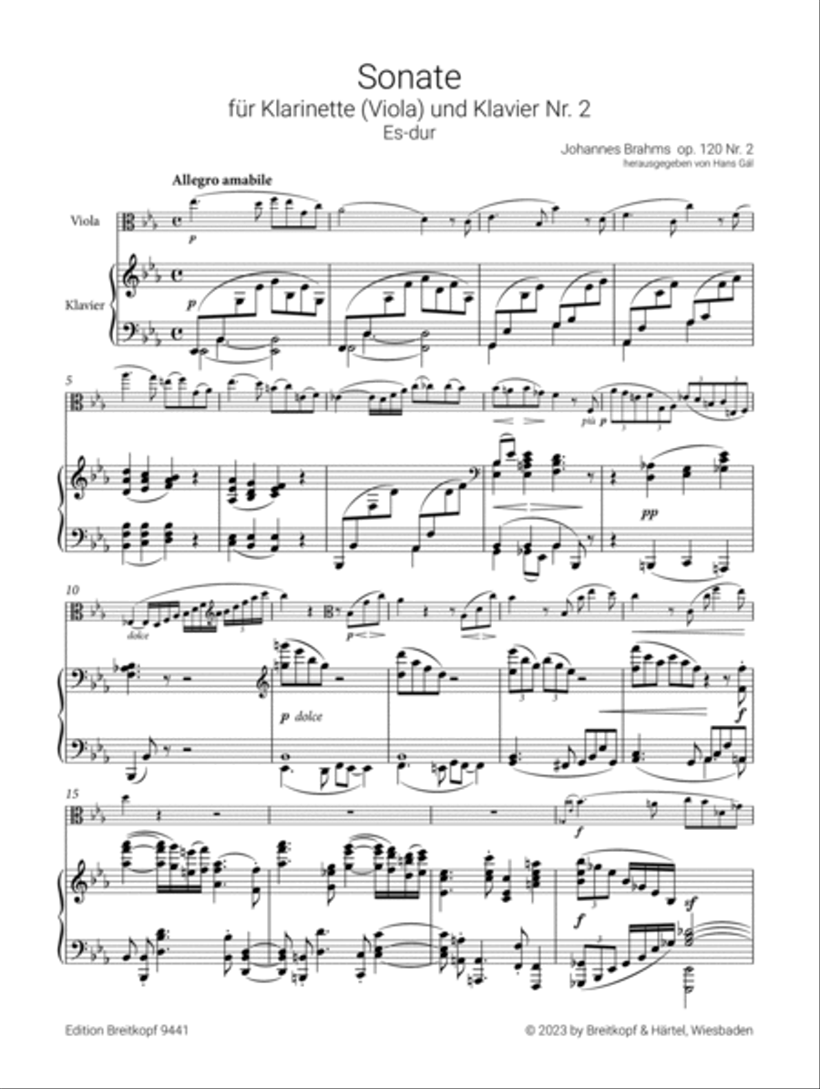 Sonata No. 2 in E flat major Op. 120/2 Piano Accompaniment scores gallery preview page 2