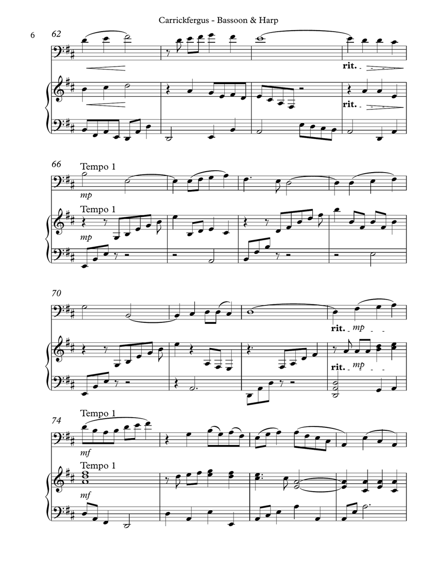 Carrickfergus Duet for Bassoon & Harp Bassoon scores gallery preview page 6