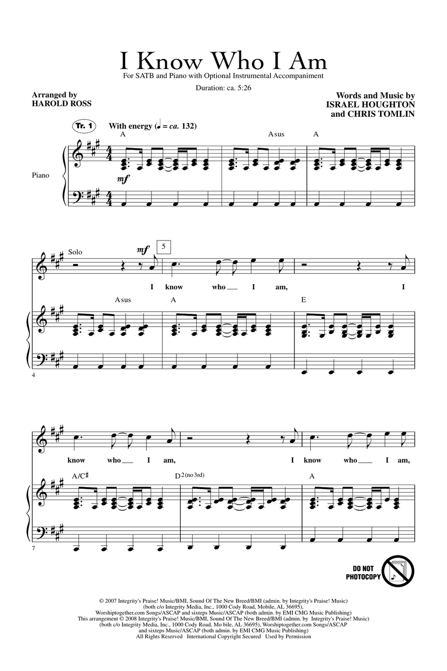 I Know Who I Am 4-Part scores gallery preview page 1