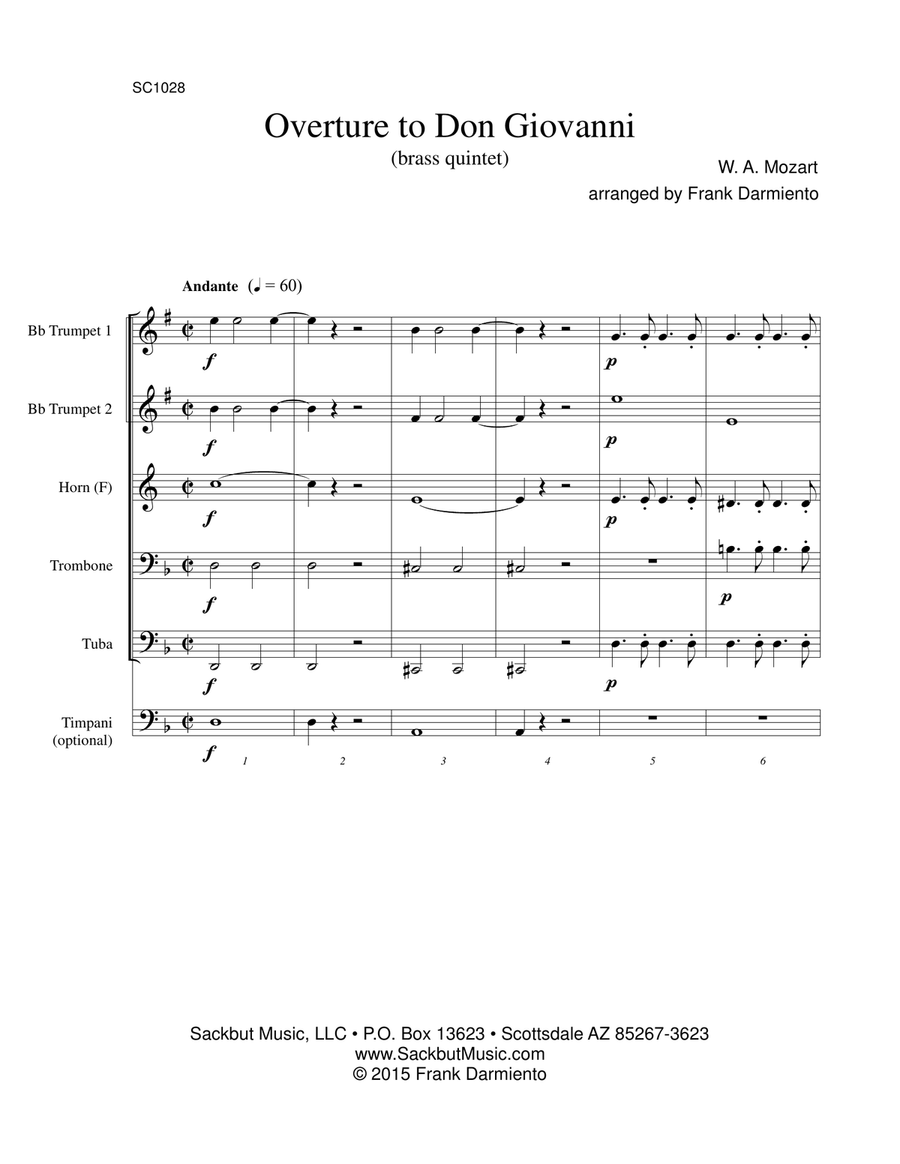 Don Giovanni - overture Brass Ensemble scores gallery preview page 1