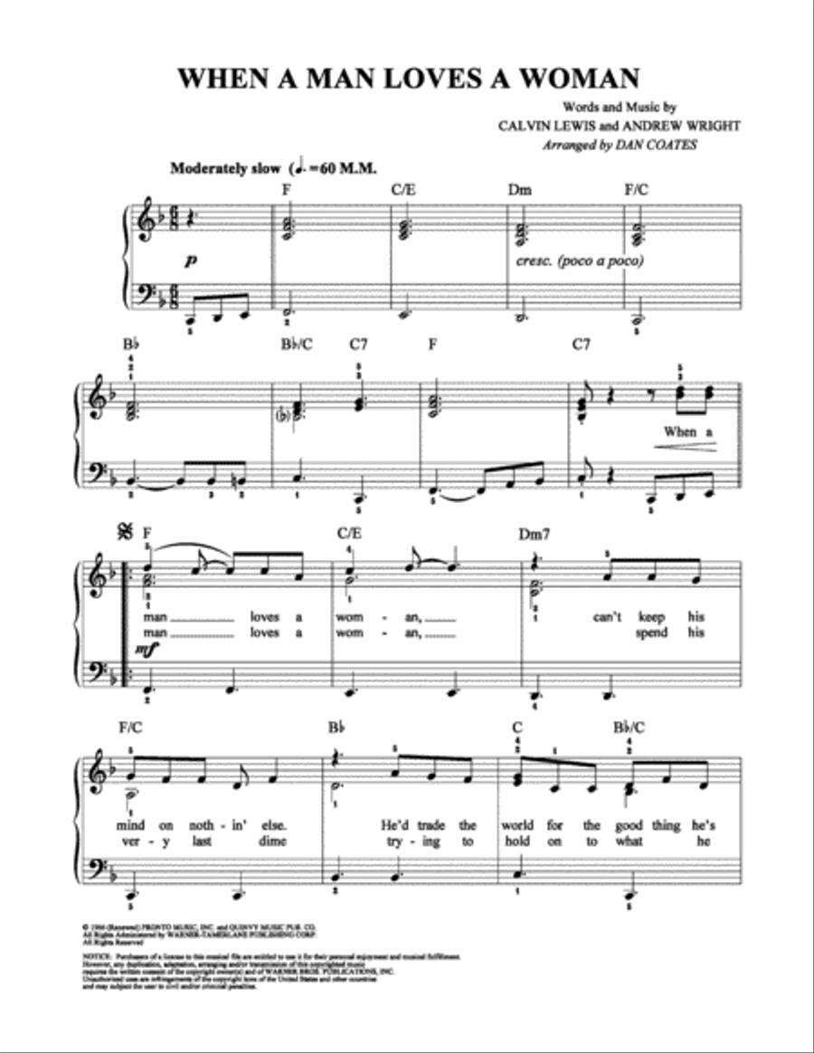 When a Man Loves a Woman Easy Piano scores gallery preview page 1