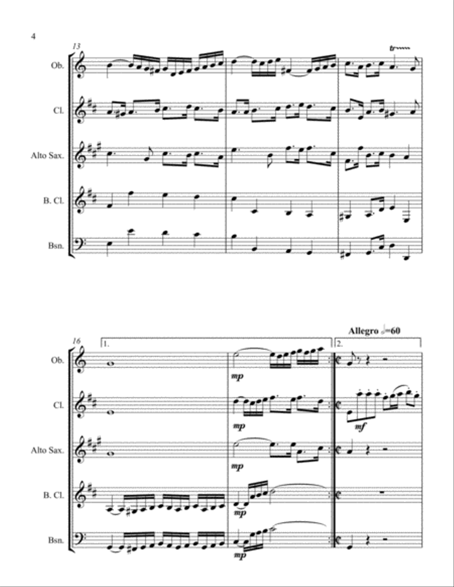 Orchestral Suite No. 1 for Reed Quintet Woodwind Quintet scores gallery preview page 4