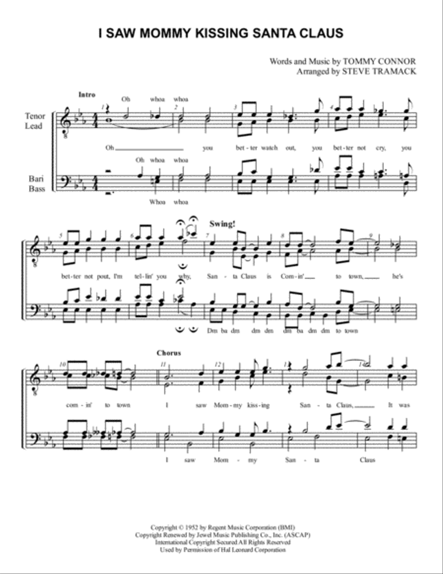 I Saw Mommy Kissing Santa Claus TTBB scores gallery preview page 1