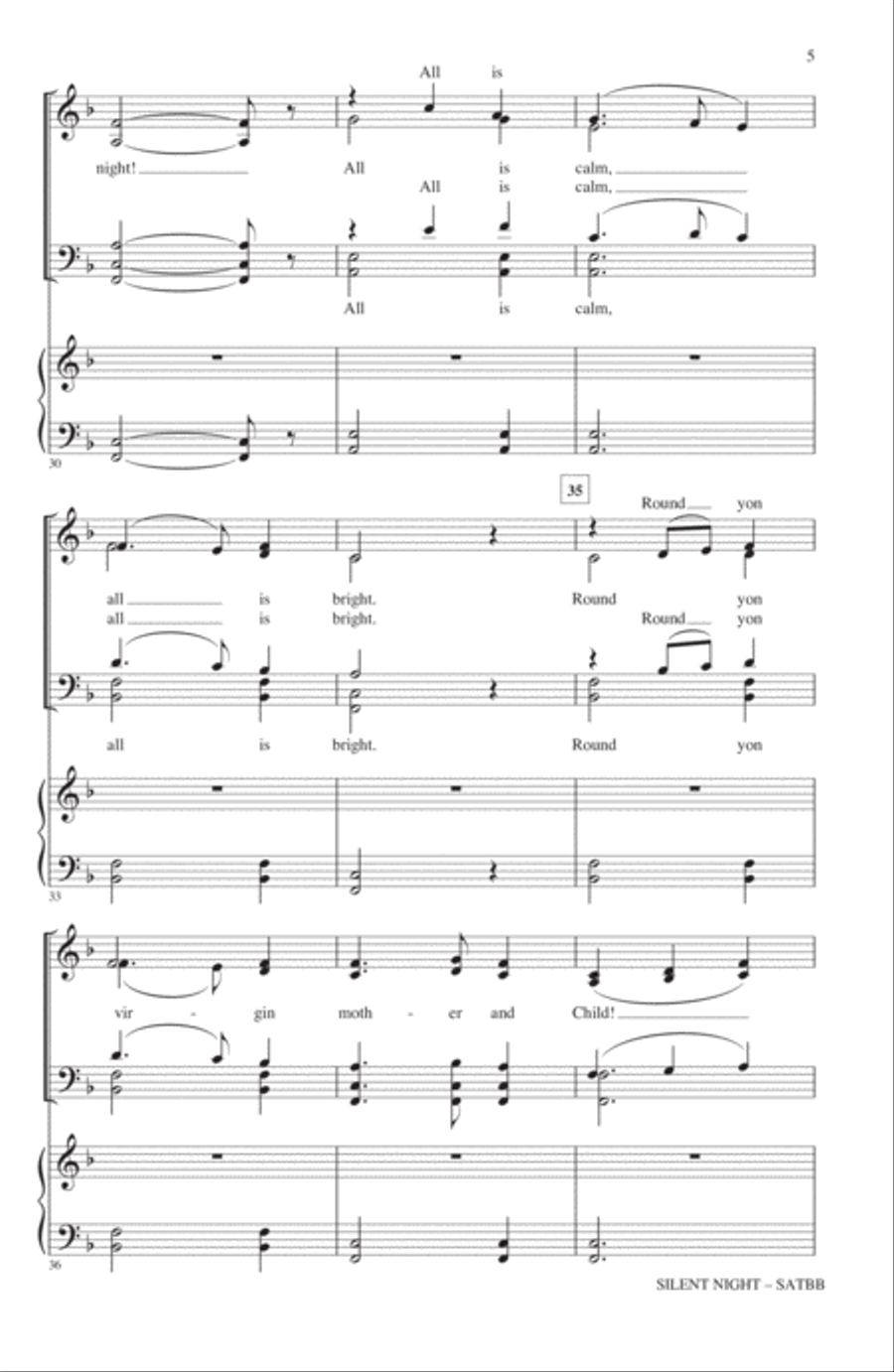 Silent Night (adapt. Roger Emerson) SATBarB scores gallery preview page 4