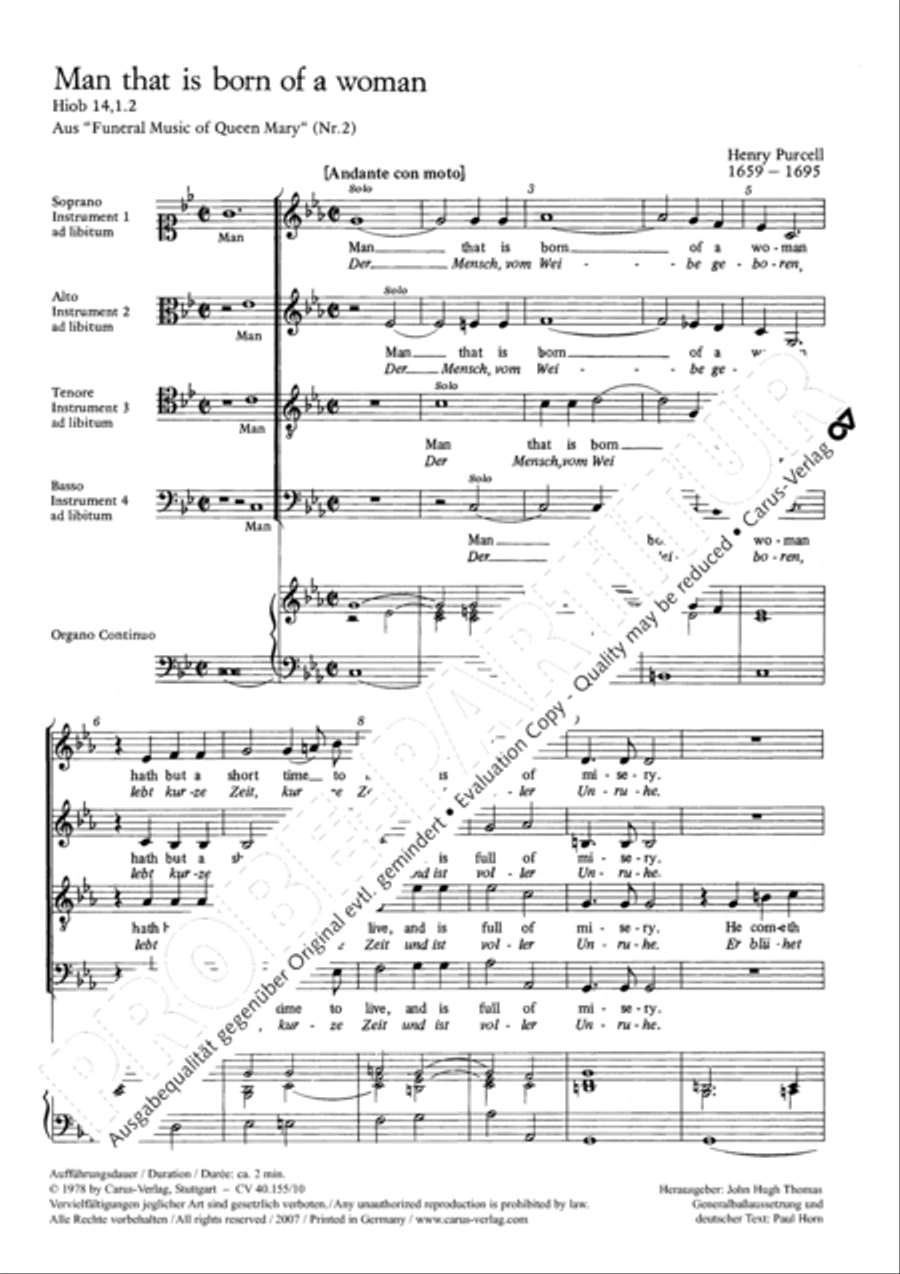 Man that is born of a woman (Der Mensch, vom Weibe geboren) 4-Part scores gallery preview page 2