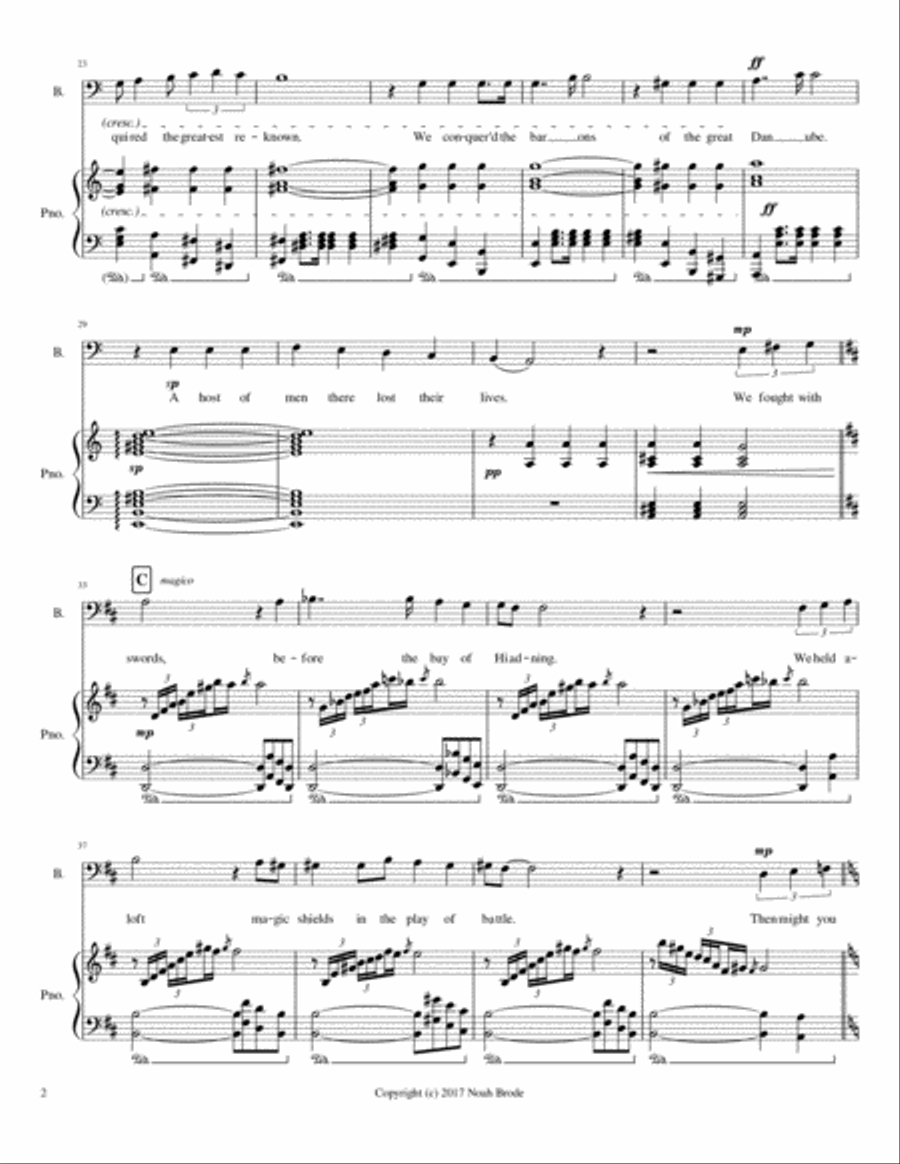 The Dying Ode of Ragnar Lodbrog - For Piano and Baritone Voice Baritone Voice scores gallery preview page 2