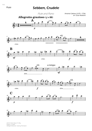 Sebben, Crudele - Flute and Piano (Individual Parts)