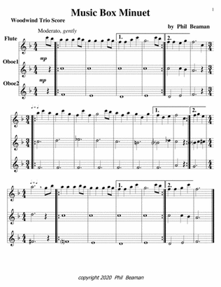 Music Box Minuet-Flute-2 Oboe trio