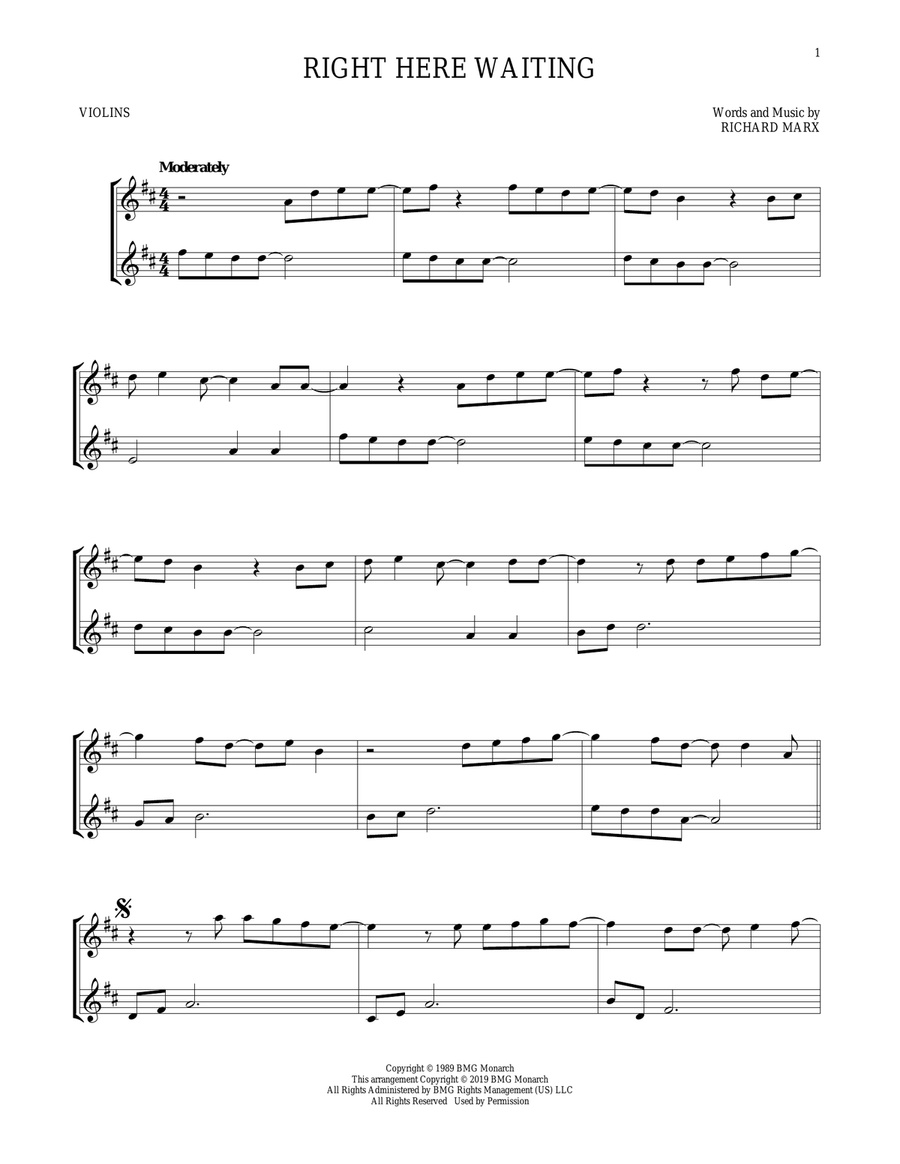 Right Here Waiting Right Here Waiting String Duet scores gallery preview page 1