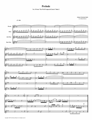 Prelude 15 from Well-Tempered Clavier, Book 2 (Flute Quartet)