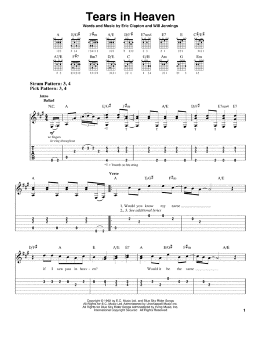 Tears In Heaven Tears In Heaven Acoustic Guitar scores gallery preview page 1