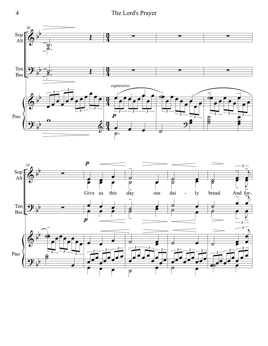 The Lord's Prayer 4-Part scores gallery preview page 4