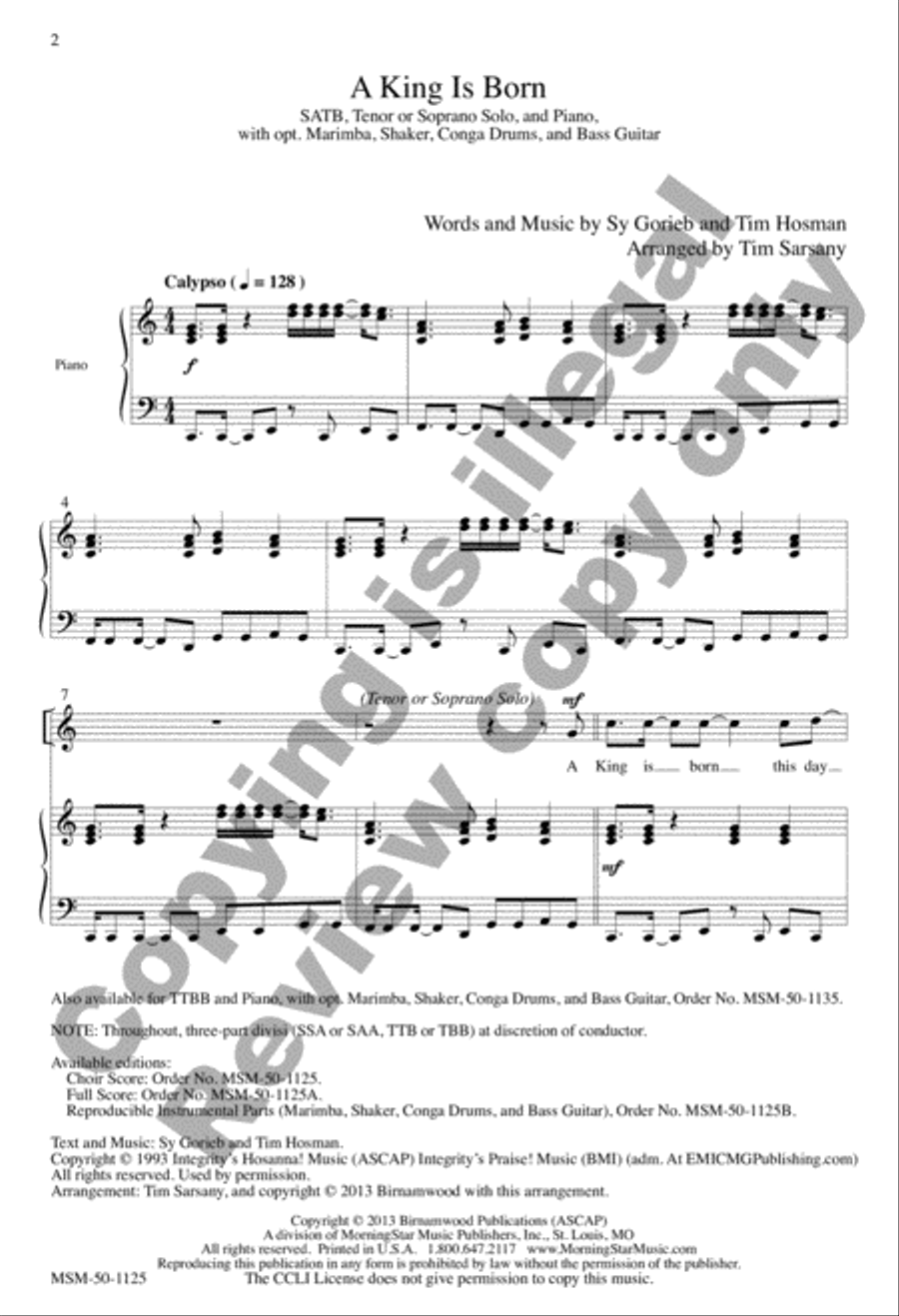 A King Is Born 4-Part scores gallery preview page 2