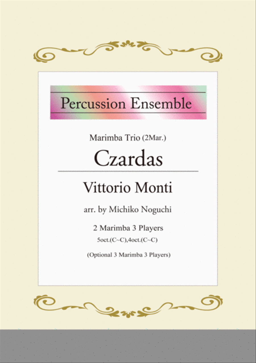 Czardas for Marimba Trio (2 Marimba 3 players) Percussion Ensemble scores gallery preview page 1