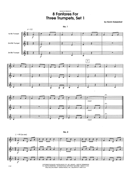 8 Fanfares For Three Trumpets, Set 1 - Full Score