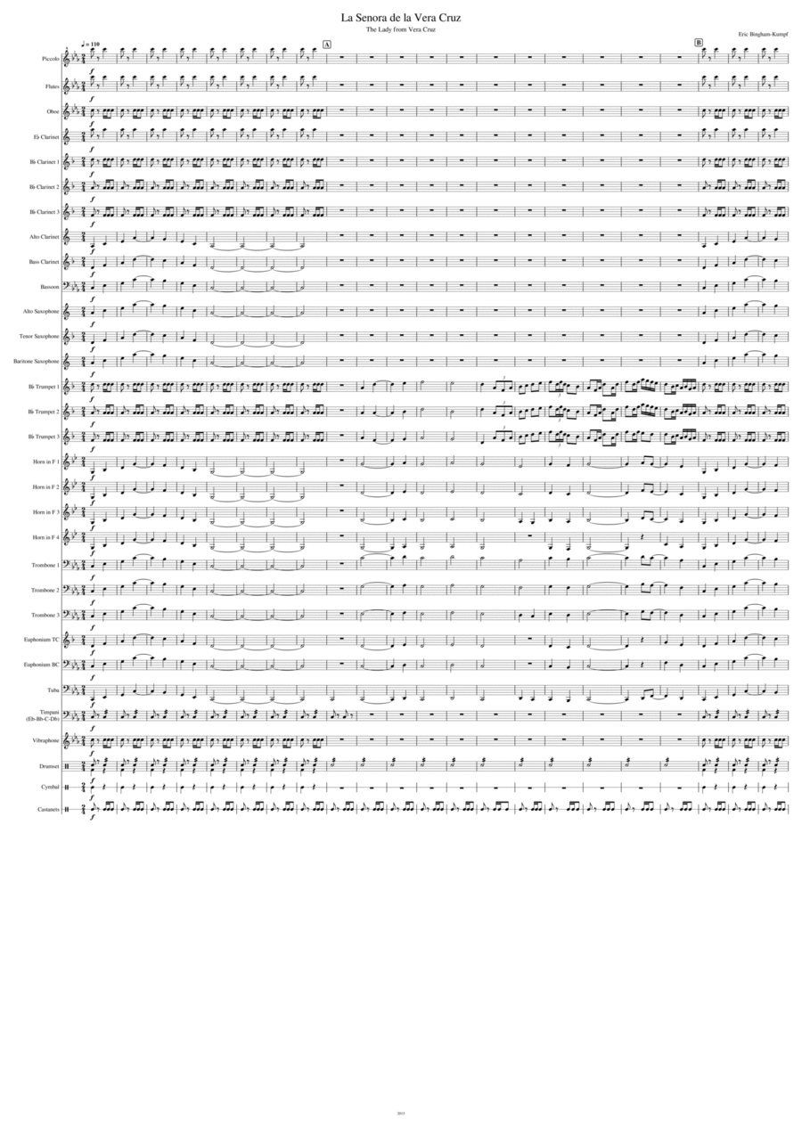La Senora de la Vera Cruz (The Lady from Vera Cruz) Concert Band scores gallery preview page 1