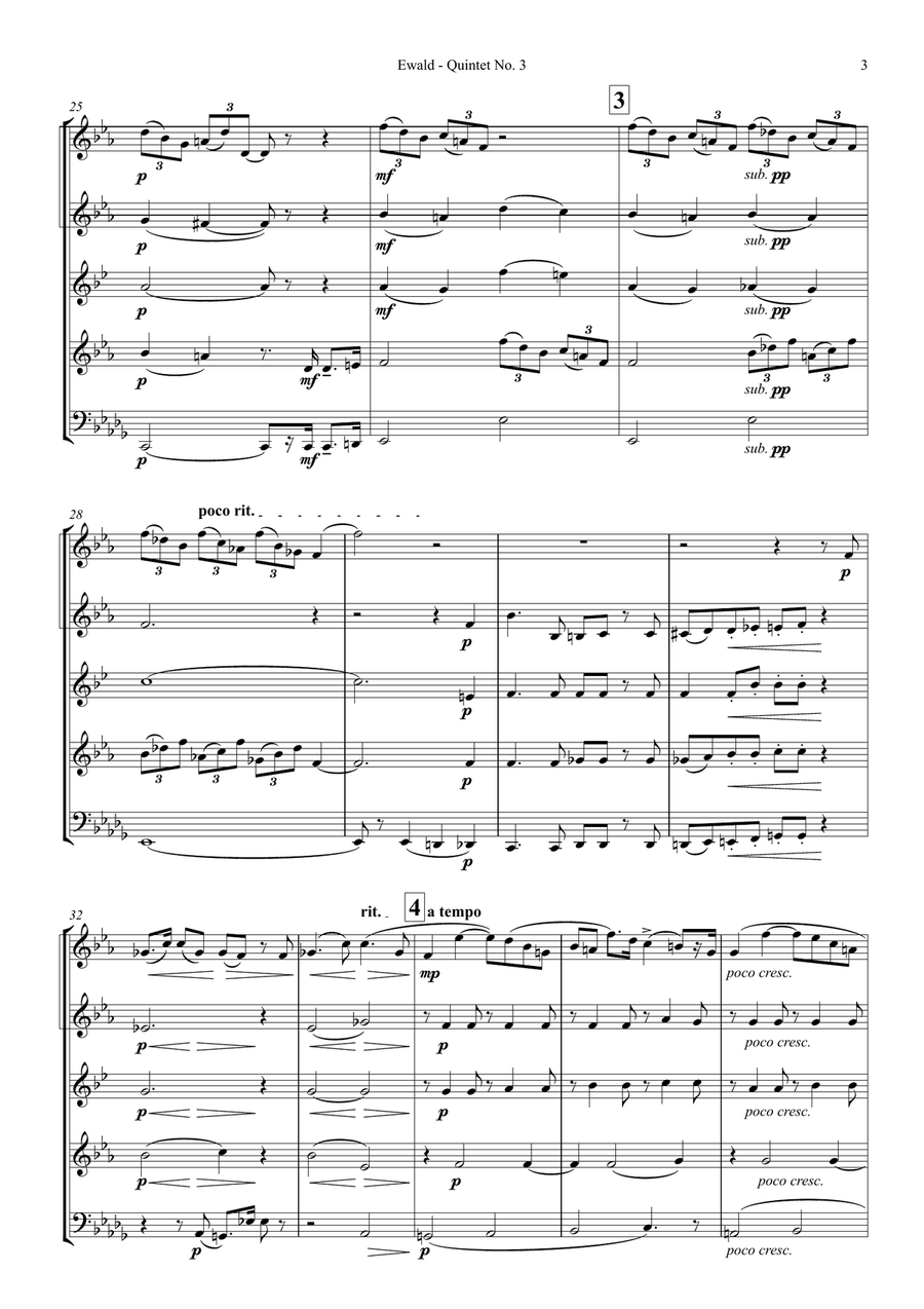 Ewald: Quintet No. 3 for Brass Instruments Brass Ensemble scores gallery preview page 5