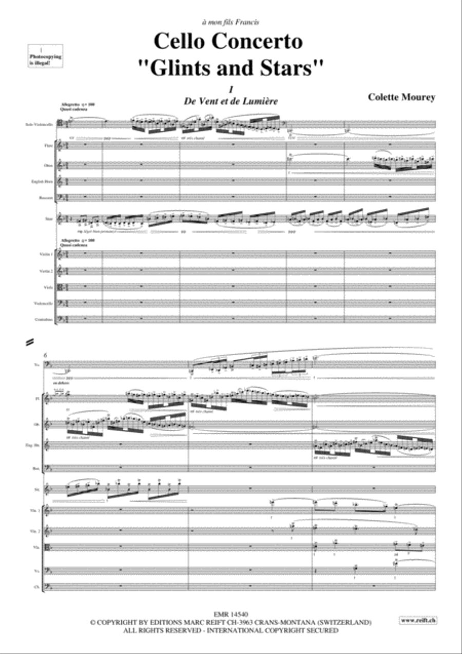 Cello Concerto Glints and Stars Chamber Orchestra scores gallery preview page 3