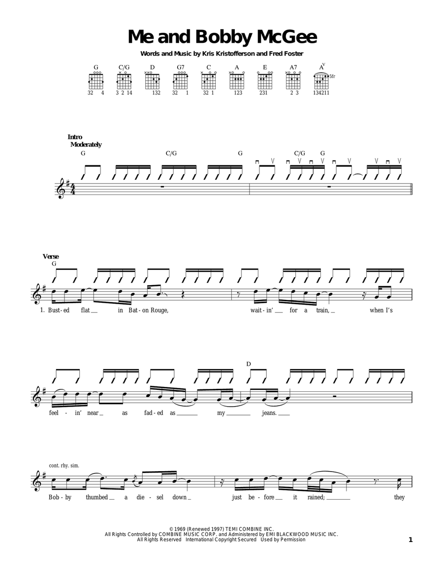 Me And Bobby McGee Acoustic Guitar scores gallery preview page 1
