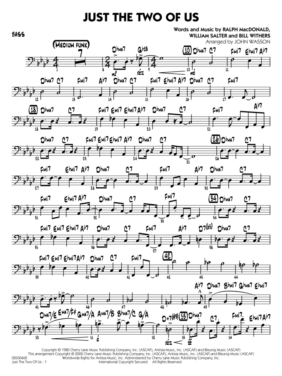 Just the Two of Us (arr. John Wasson) - Bass Jazz Ensemble scores gallery preview page 1