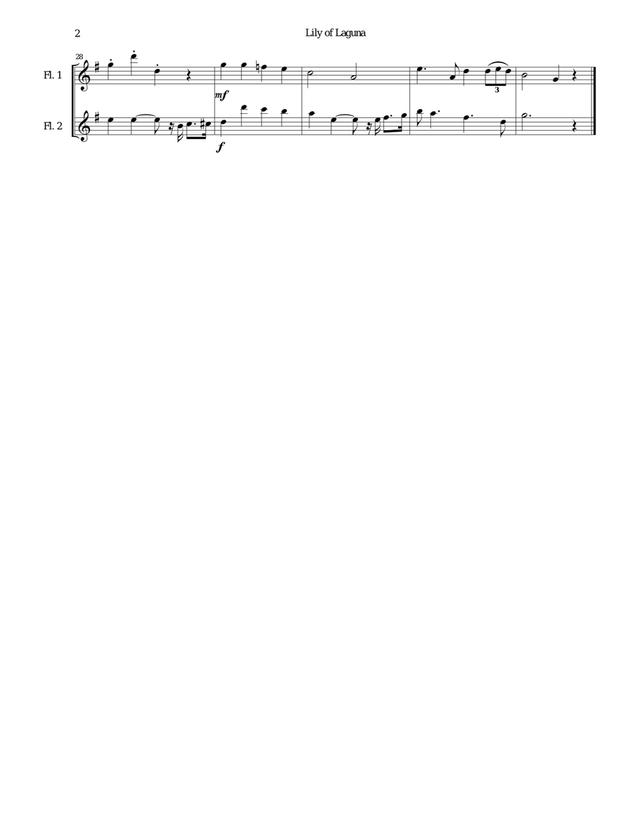 Lily of Laguna arranged for 2 flutes Flute Duet scores gallery preview page 2